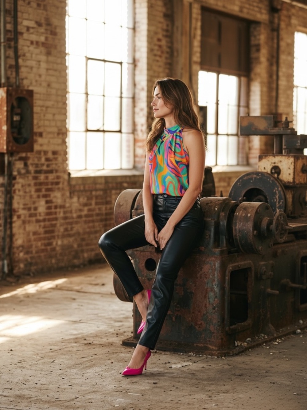 SHEIN Multicolor Swirl Halter Tank Top